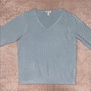 Ella Moss Sky Blue V-Neck Elbow Sleeve Sweater